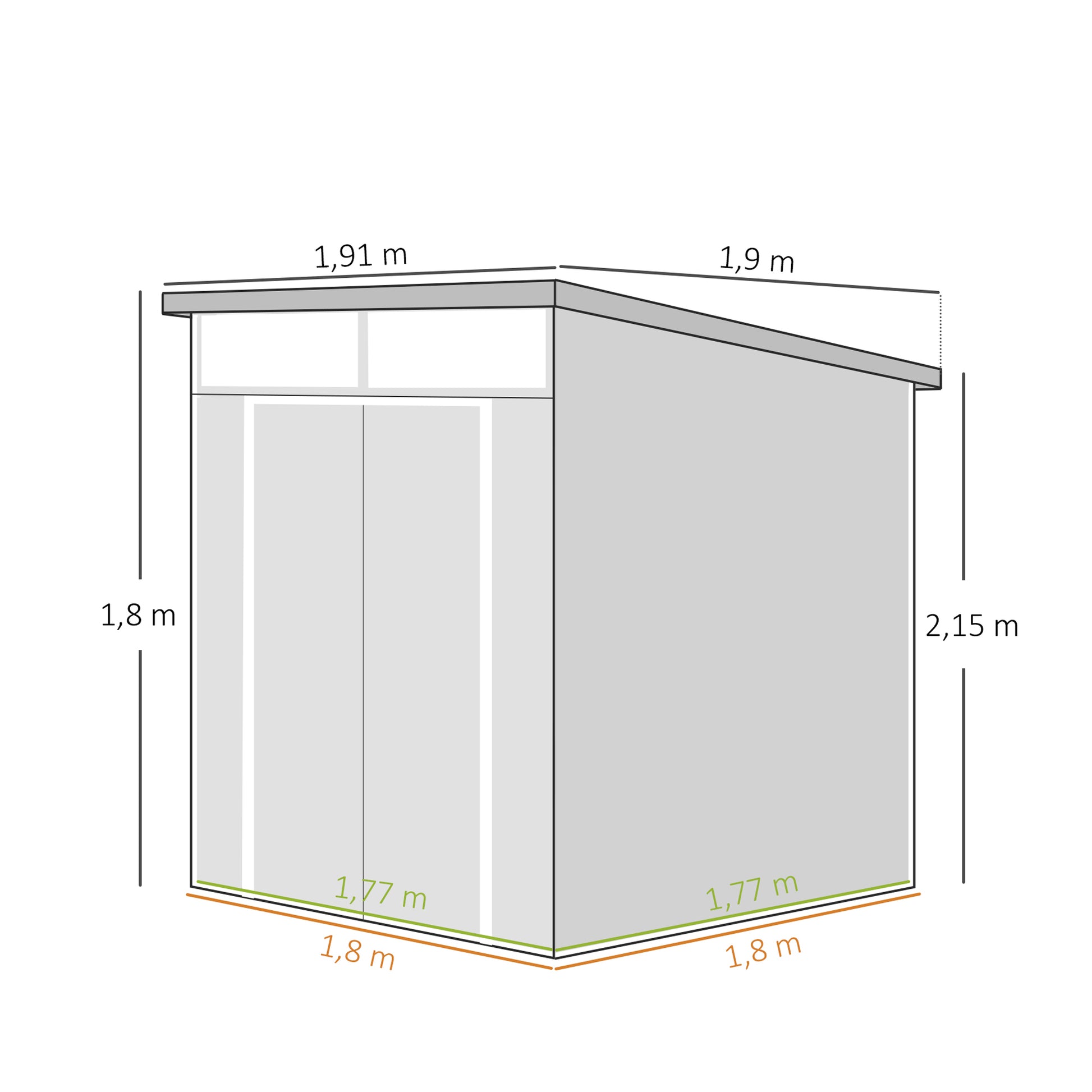 Outsunny Cobertizo De Jardín 3,24 M² 190x191x215 Cm Con Puerta Corredera Gris_2