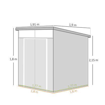 Outsunny Cobertizo De Jardín 3,24 M² 190x191x215 Cm Con Puerta Corredera Gris_2