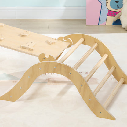 Aiyaplay Triángulo De Escalada De Madera 8 En 1 175x59,5x60 Cm Natural_3
