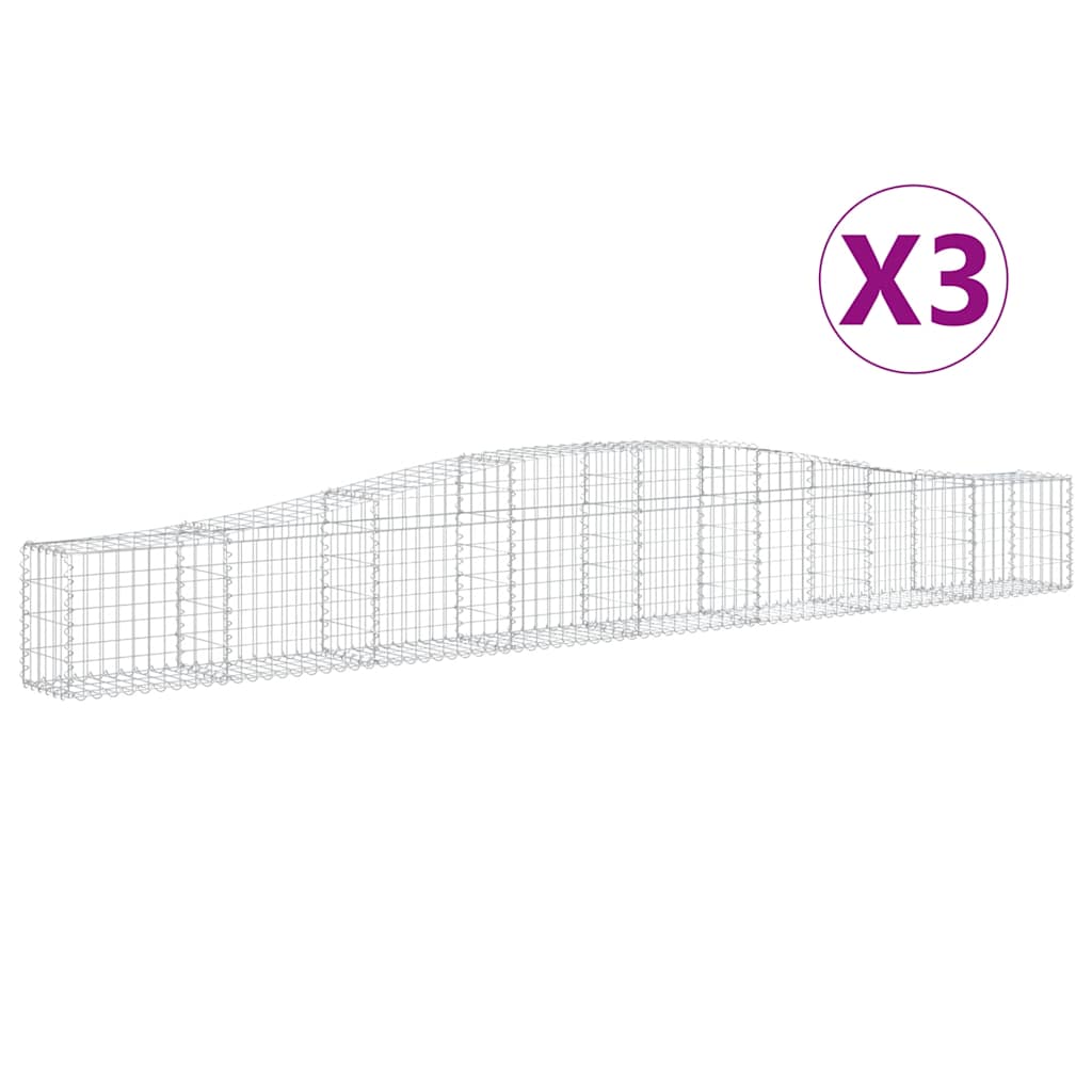 Cestas De Gaviones 3 Uds Forma De Arco Hierro 400x30x40/60 Cm_0