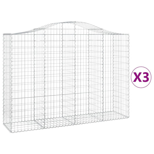 Cestas De Gaviones 3 Uds Forma De Arco Hierro 200x50x140/160 Cm_0