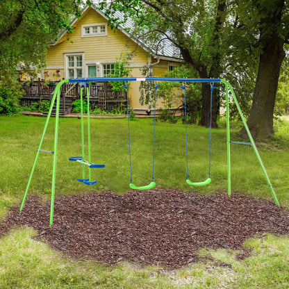 Outsunny Juego De Columpios De Jardín De Metal Con Columpio Doble 280x140x178 Cm_1