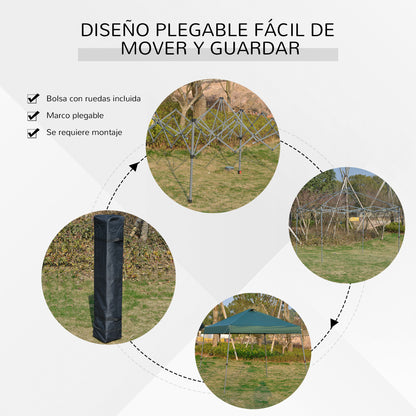 Outsunny Cenador Plegable 3x3m Jardín Con Bolsa De Transporte Con Ruedas Camping_5