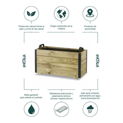 Jardinera Exterior De Madera Con Refuerzo De Aluminio Ghio Al Hortalia 70x30x40 Cm_4
