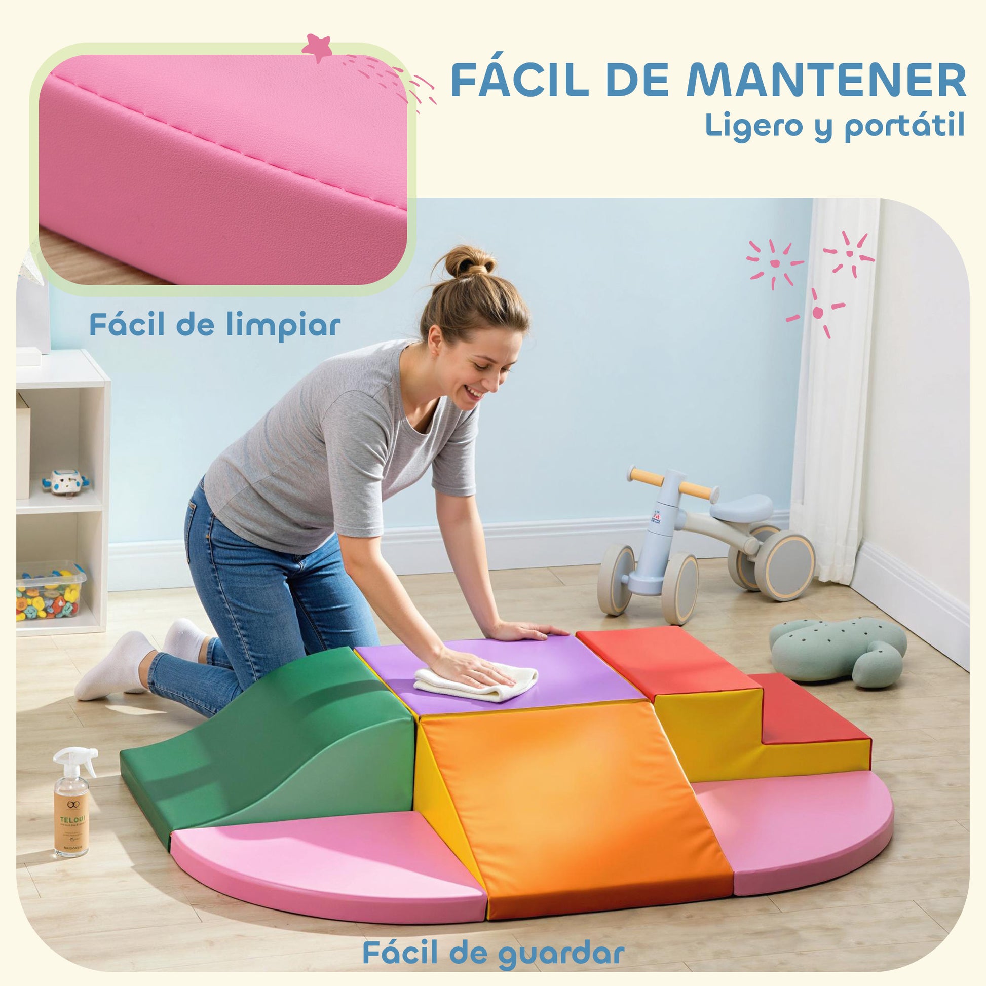 Homcom Juego De 6 Bloques De Espuma Para Niños De 12-36 Meses 150x100x24 Cm_5