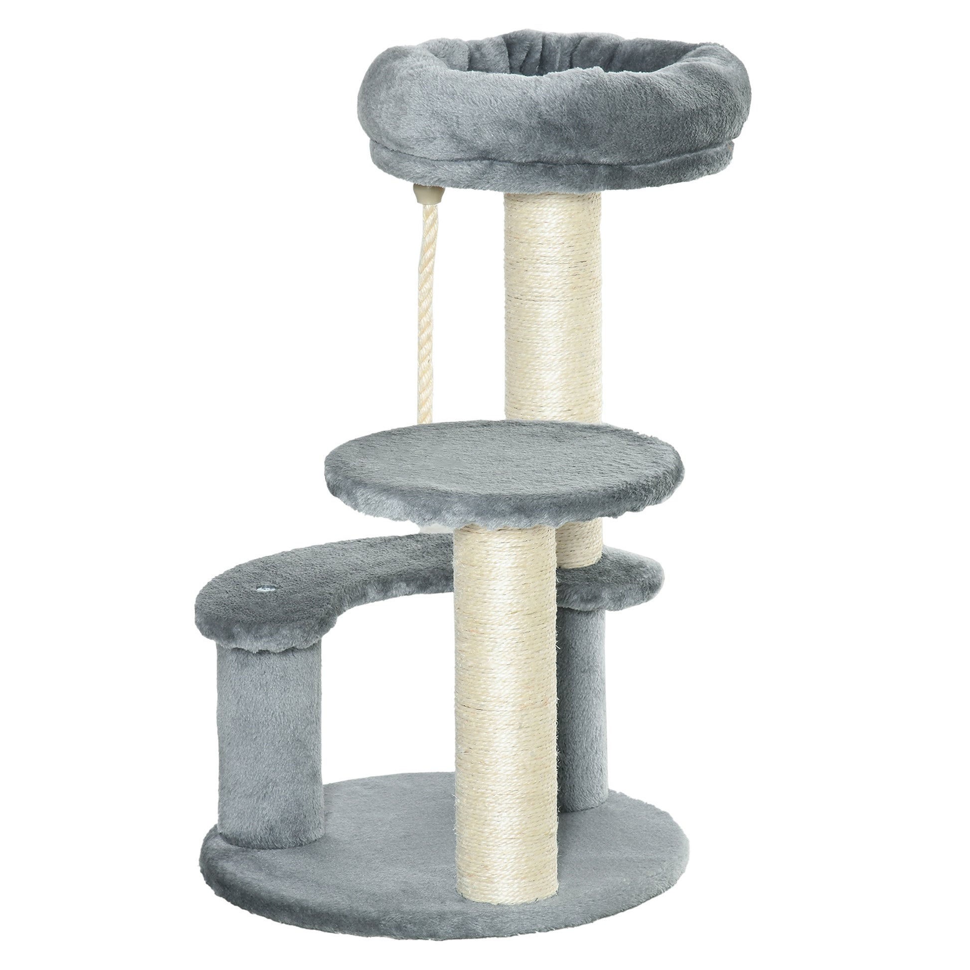 Pawhut Árbol Rascador Para Gatos Con Cama De Felpa Y Postes De Cuerda De Sisal_0