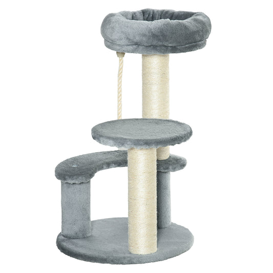 Pawhut Árbol Rascador Para Gatos Con Cama De Felpa Y Postes De Cuerda De Sisal_0