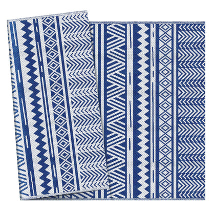 Outsunny Alfombra De Exterior 182x274 Cm Estilo Moderno Azul Oscuro Y Blanco_4