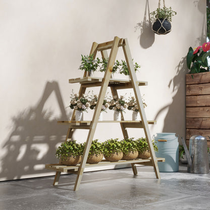 Outsunny Estantería Para Plantas De Madera Con Marco En A 100x36x112 Cm Natural_1