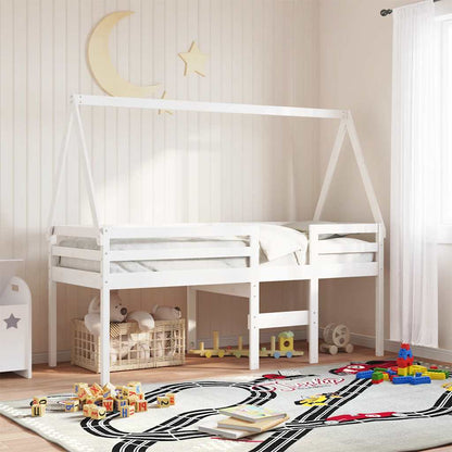 Techo De Cama Infantil Madera Maciza Blanco 209x95,5x88 Cm_1