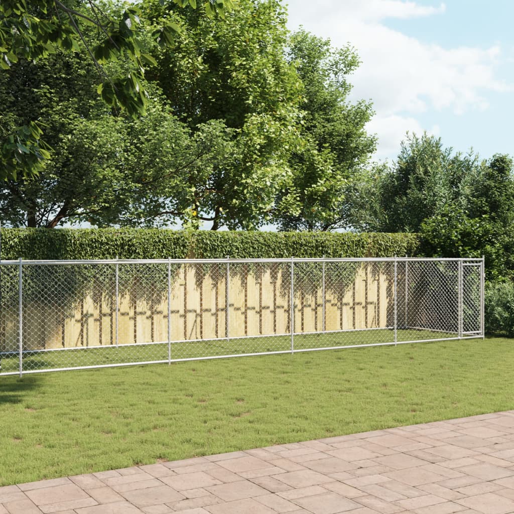 Jaula De Perros Con Puerta Acero Galvanizado Gris 10x2x1,5 M_2