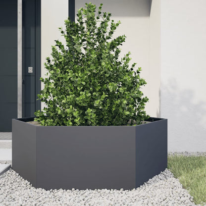 Jardinera Hexagonal Acero Gris Antracita 138x120x45 Cm_1