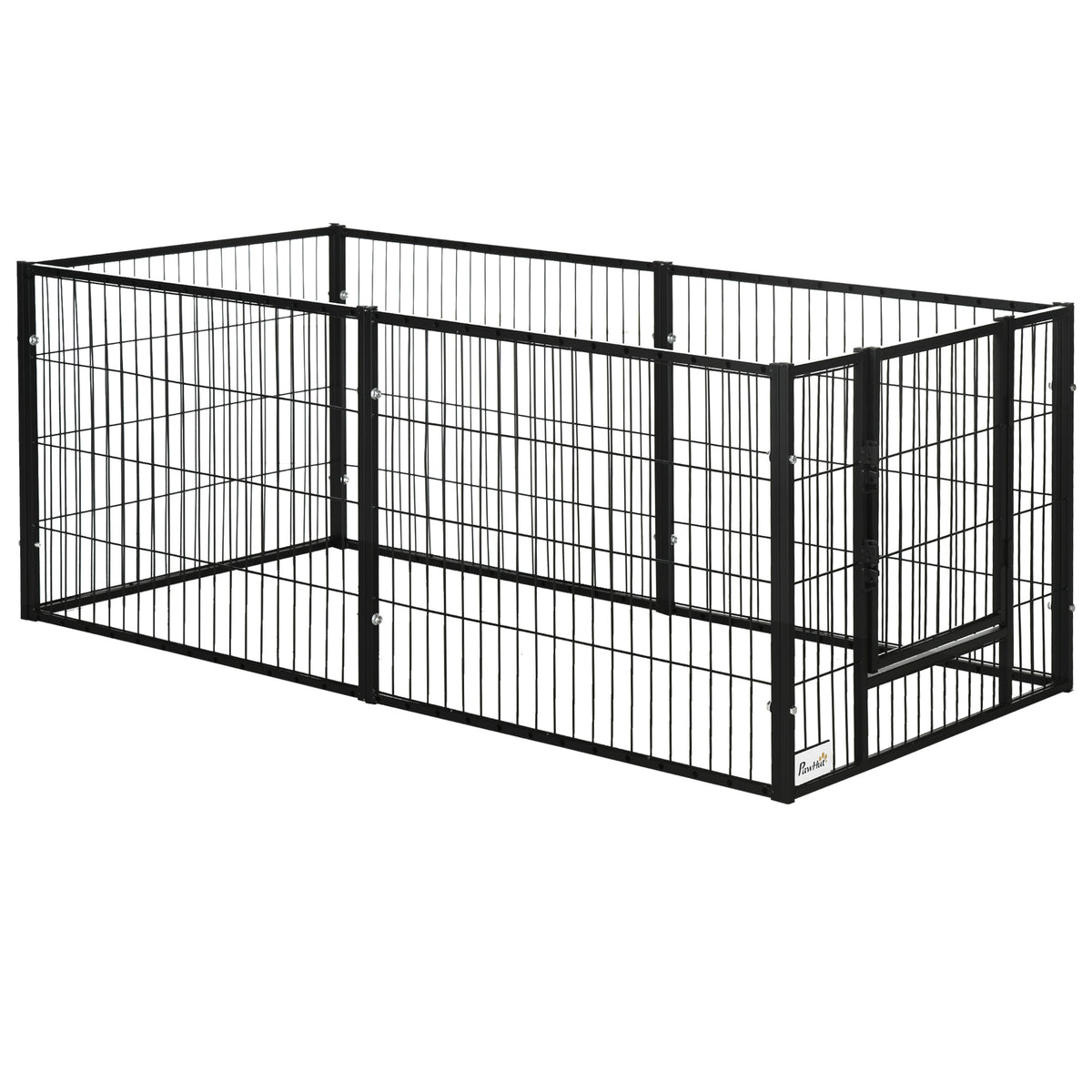 Pawhut Parque Para Perros De 6 Paneles Ancho Ajustable 82,5-150x79x61 Cm Negro_0