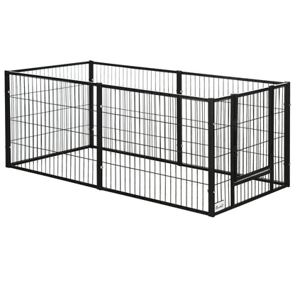 Pawhut Parque Para Perros De 6 Paneles Ancho Ajustable 82,5-150x79x61 Cm Negro_0