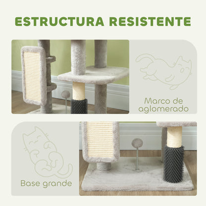 Pawhut Árbol Rascador Para Gatos Altura 104 Cm Con Almohadilla Para Rascar Gris_5