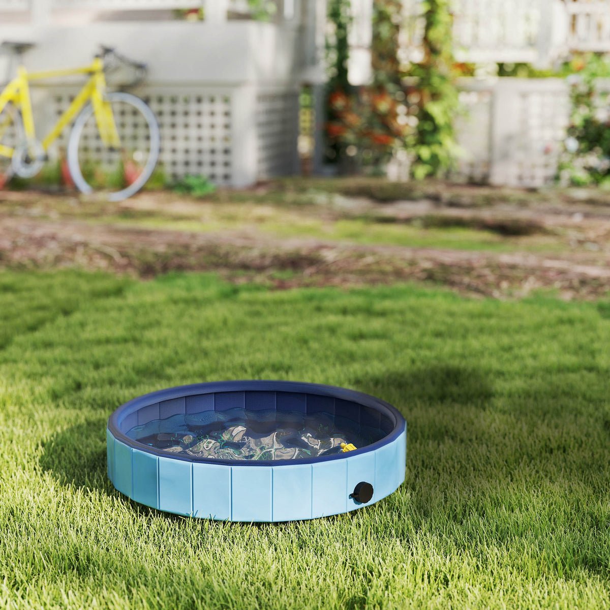 Pawhut Piscina Para Perros Plegable Con Aspersor Antideslizante Resistente Azul_3