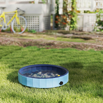 Pawhut Piscina Para Perros Plegable Con Aspersor Antideslizante Resistente Azul_3