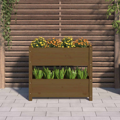Jardinera De Madera Maciza De Pino Marrón Miel 77x25x66 Cm_2