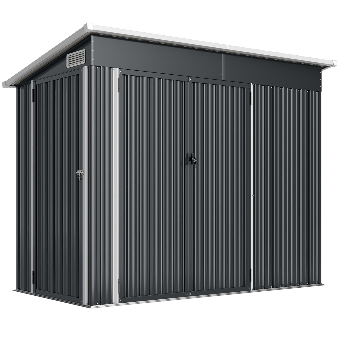 Outsunny Caseta De Jardín Exterior 2,7 M² 234x132x185 Cm Triple Puerta Gris_0