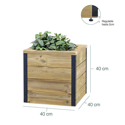 Jardinera Con Autorriego De Madera Nidum Interior Y Exterior Hortalia 40x40x40 Cm_5
