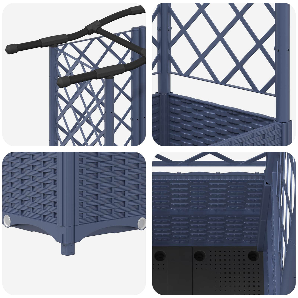 Cama Elevada Con Trellis Y Techo Gris 204 X 40 X 138 Cm Pp_5