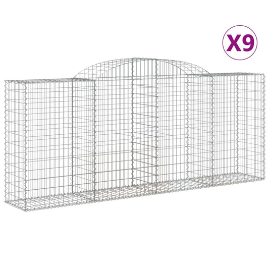 Cestas De Gaviones 9 Uds Forma De Arco Hierro 300x50x120/140 Cm_0