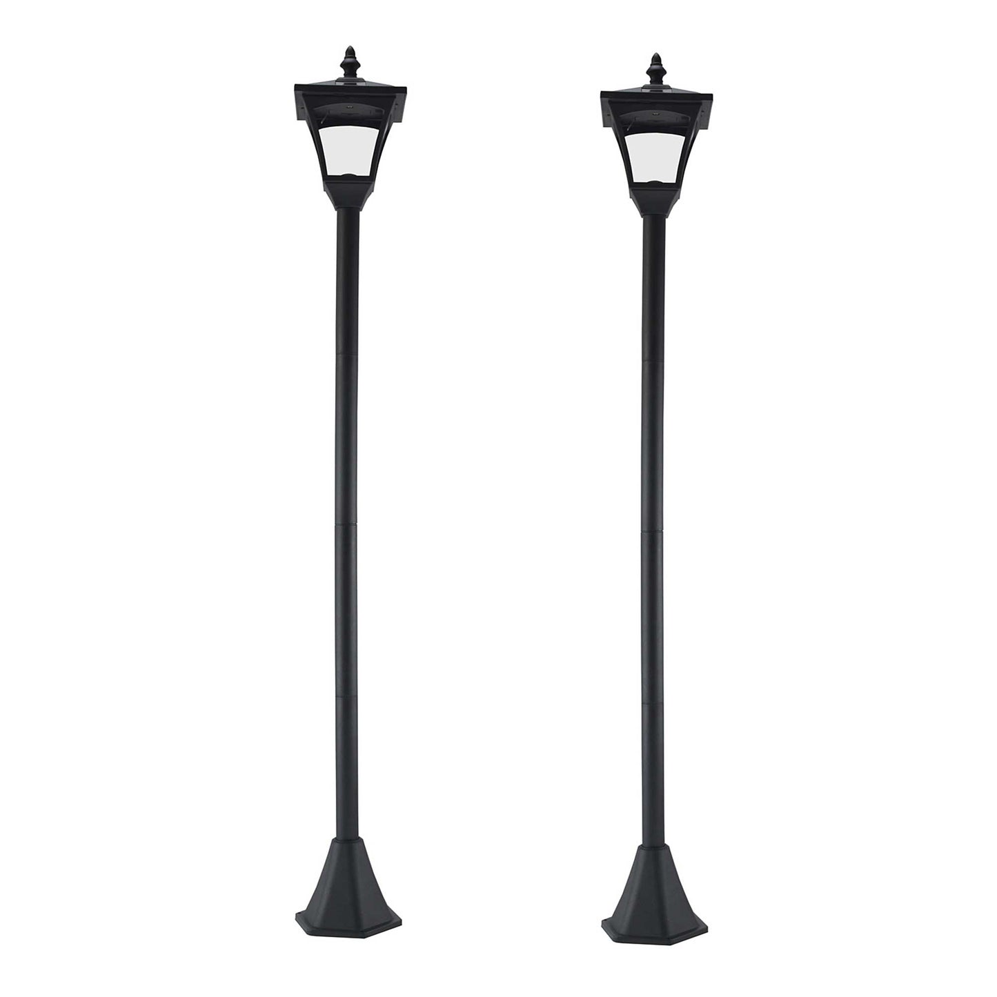Outsunny Conjunto De 2 Farolas Solares Con Paneles Solares 15x15x120 Cm Negro_0