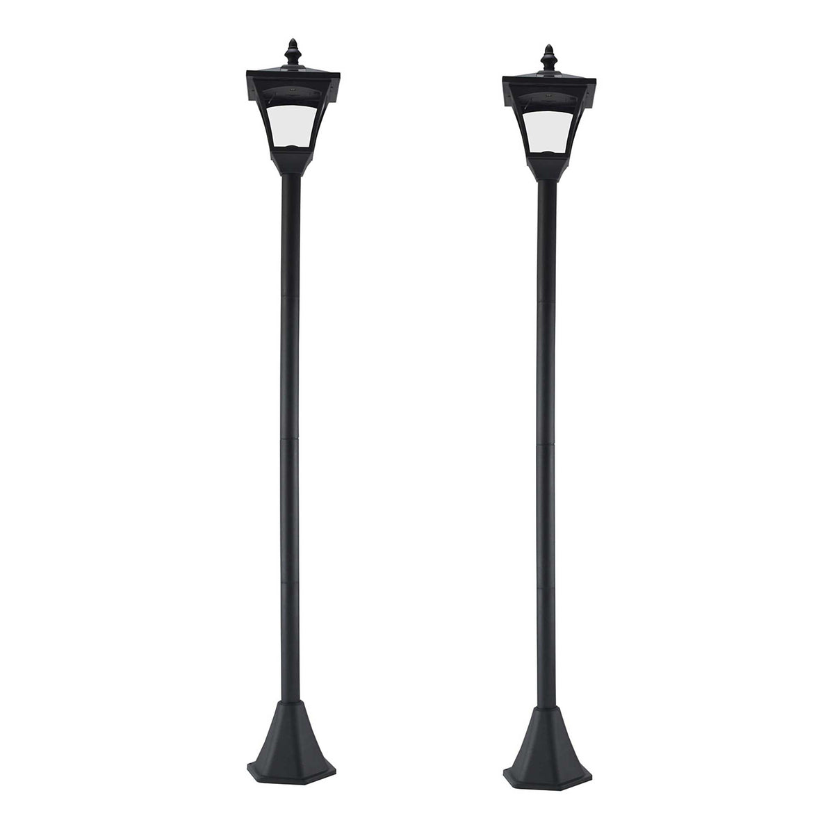 Outsunny Conjunto De 2 Farolas Solares Con Paneles Solares 15x15x120 Cm Negro_0