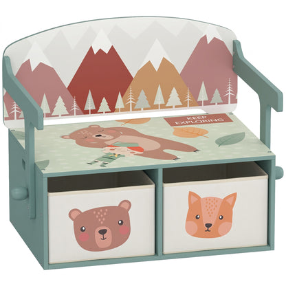 Aiyaplay Banco Infantil Convertible 3 En 1 Juego De Mesa Y Silla Verde_0