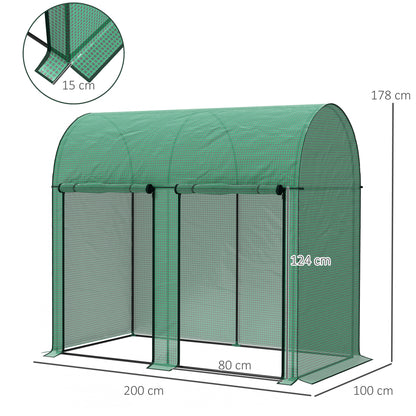 Outsunny Invernadero De Exterior Con 2 Puertas Enrollables 200x100x178 Cm Verde_2