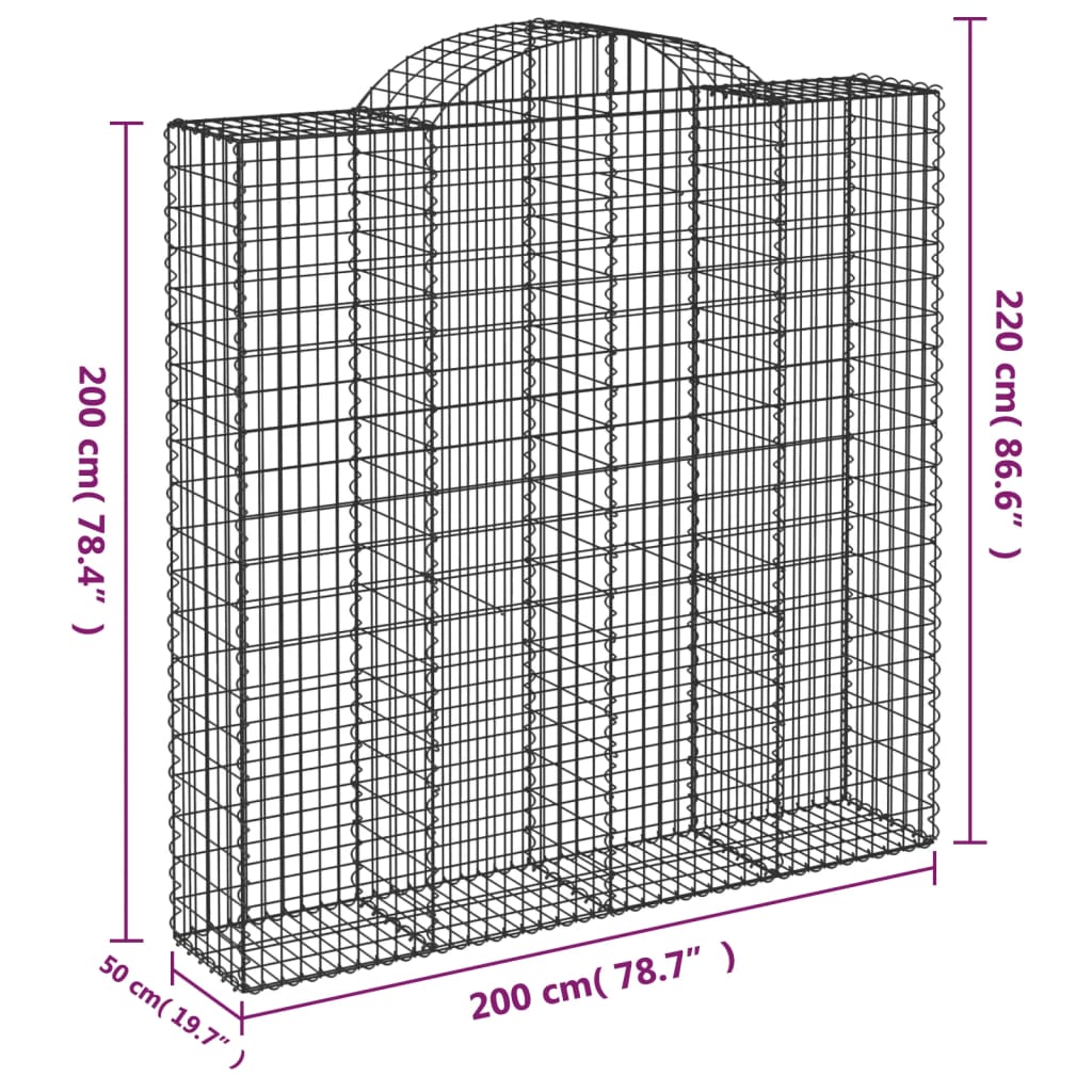 Cestas De Gaviones 10 Uds Forma De Arco Hierro 200x50x200/220cm_5