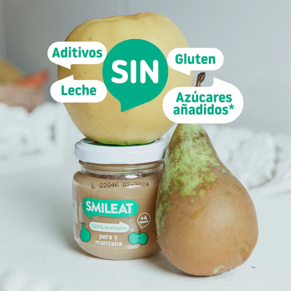 Tarrito BIO pera y manzana +6 meses Smileat 130 g