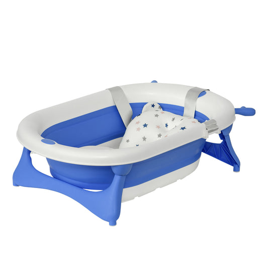 Bañera Para Bebé Plegable Homcom Pp, Tpe Azul 81.5x50.5x23.5 Cm_0