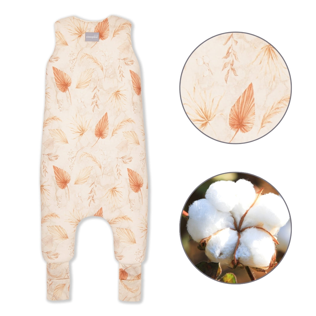 Saco De Dormir Con Pies Reversible T-m Jersey Algodón Bohemian Sand-bohemian Botanic_1