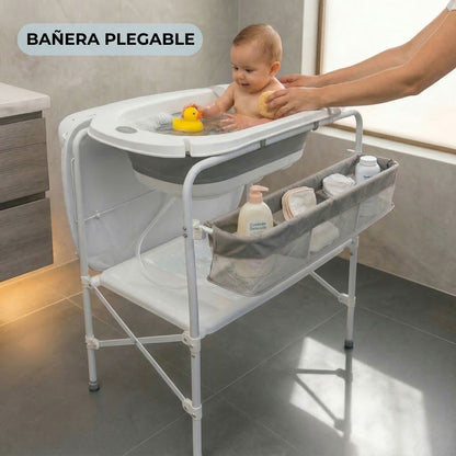 Bathby | Bañera Bebé 5 En 1 Plegable Con Soporte, Cojín Antideslizante, Cambiador (gris Pro)_1