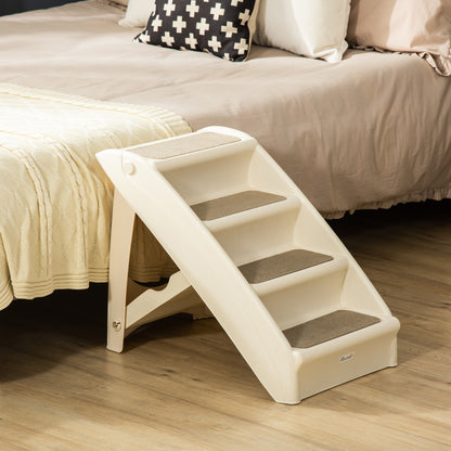 Pawhut Escalera Plegable Para Mascotas 4 Peldaños Con Alfombras Antideslizantes_1