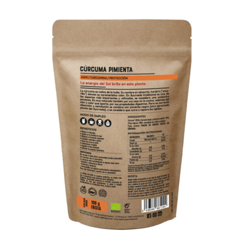 Cúrcuma Y Pimienta Negra 100g - Orgánica Superfoods_1