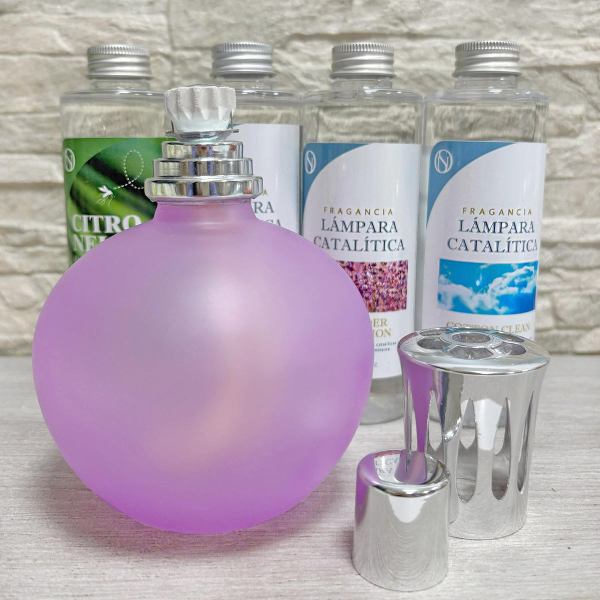 Pack Ahorro Lámpara Catalítica Fucsia Mate + Fragancia Mountain Mint 500ml + Limpiador Neutro 200ml + Mecha Repuesto_1