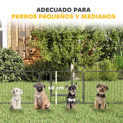 Pawhut Parque Para Perros De 12 Paneles Con 2 Puertas 80x60 Cm Gris_5