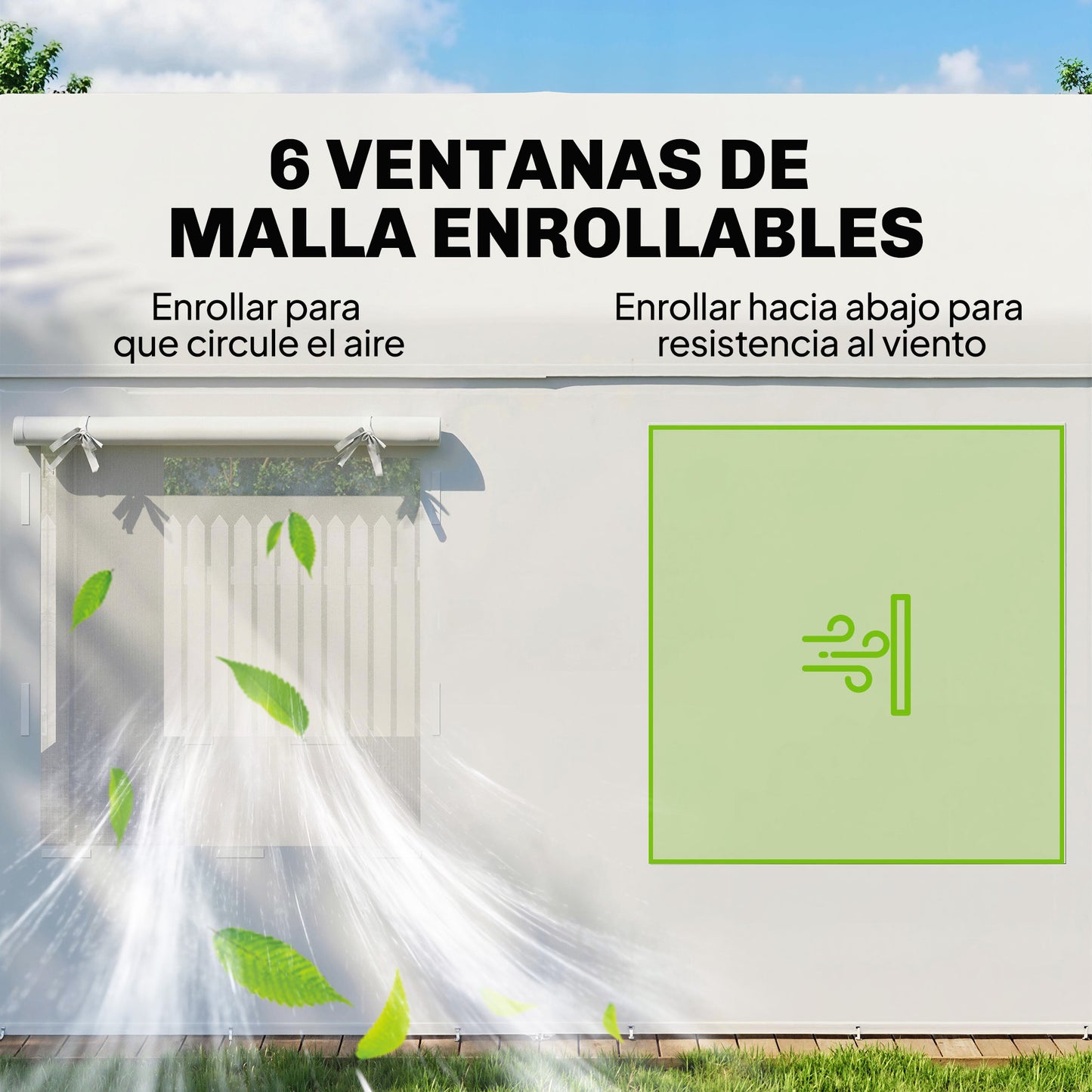 Outsunny Carpa Garaje 3x6 M Impermeable Con Puerta Enrollable Y Ventanas Blanco_5