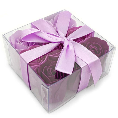 Caja 9 Rosas De Jabón (lila) - Flores Con Pétalos De Jabón Perfumados - Regalo Original Para Días Especiales_0