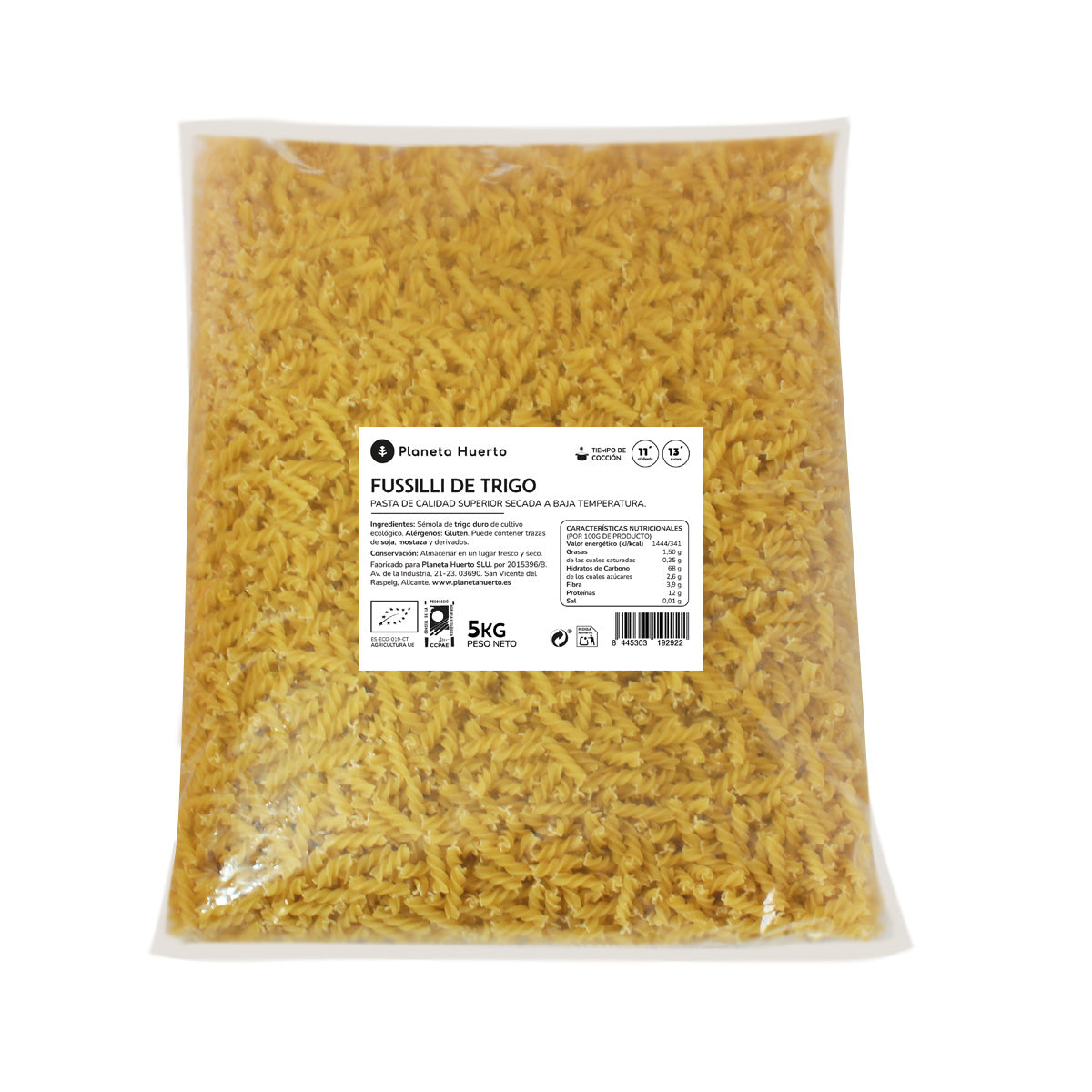 Fussilli de trigo ECO Planeta Huerto 5 Kg