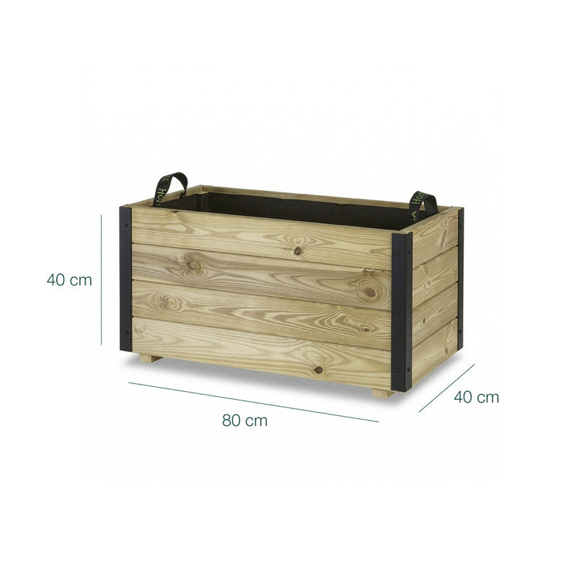 Jardinera Exterior De Madera Con Refuerzo De Aluminio Ghio Al Hortalia 80x40x40 Cm_5