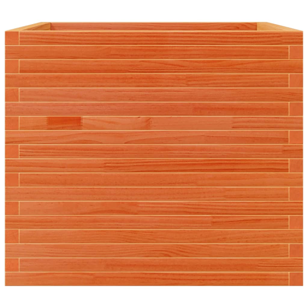 Jardinera Madera Maciza De Pino Marrón Cera 80x80x68,5 Cm_4