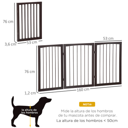 Pawhut Barrera De Seguridad Plegable Perros Pequeños 160x76 Cm Para Puertas Café_2