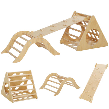 Aiyaplay Triángulo De Escalada De Madera 8 En 1 175x59,5x60 Cm Natural_0