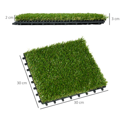 Outsunny Césped Artificial De 10 Piezas 30x30 Cm Altura De Hierba 20 Mm Verde_2