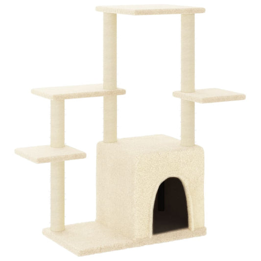 Rascador Para Gatos Con Postes De Sisal Color Crema 97,5 Cm_0