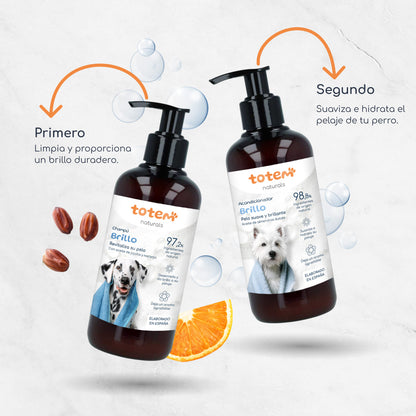 Pack Suavidad y Brillo para perros Champú + Acondicionador Totem Naturals