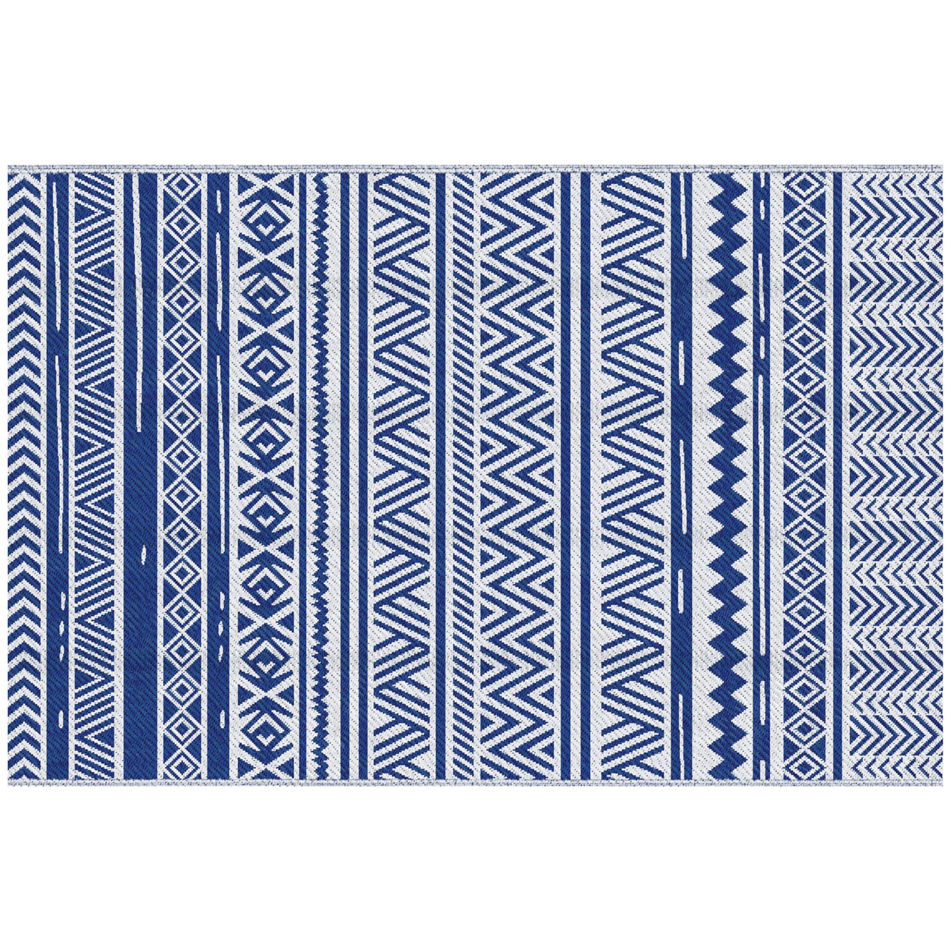 Outsunny Alfombra De Exterior 182x274 Cm Estilo Moderno Azul Oscuro Y Blanco_0